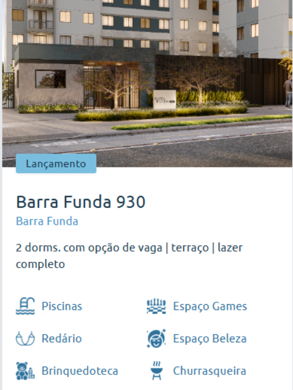 Fachada do empreendimento Barra Funda 930, lançamento da Cury Construtora em São Paulo. Condomínio moderno com 2 dormitórios, opção de vaga, terraço e lazer completo com piscina, espaço games, redário e churrasqueira.