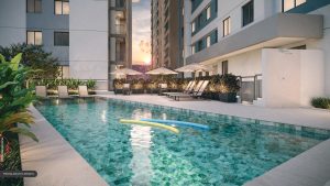 Piscina adulto e infantil do Barra Funda 930, empreendimento da Cury Construtora em São Paulo, com área de lazer completa e ambiente moderno.