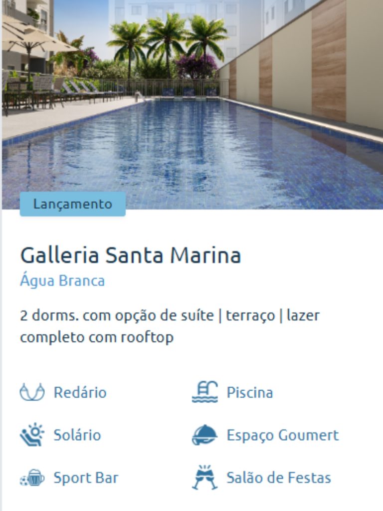 Piscina do Galleria Santa Marina com espreguiçadeiras e palmeiras ao fundo, em um ambiente moderno e acolhedor.
