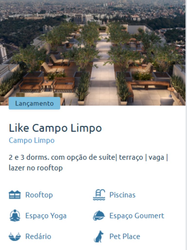 Cury Like Campo Limpo, lançamento da Cury Construtora no bairro Campo Limpo, São Paulo. Condomínio moderno com 2 e 3 dormitórios, opção de suíte, vaga e lazer completo.