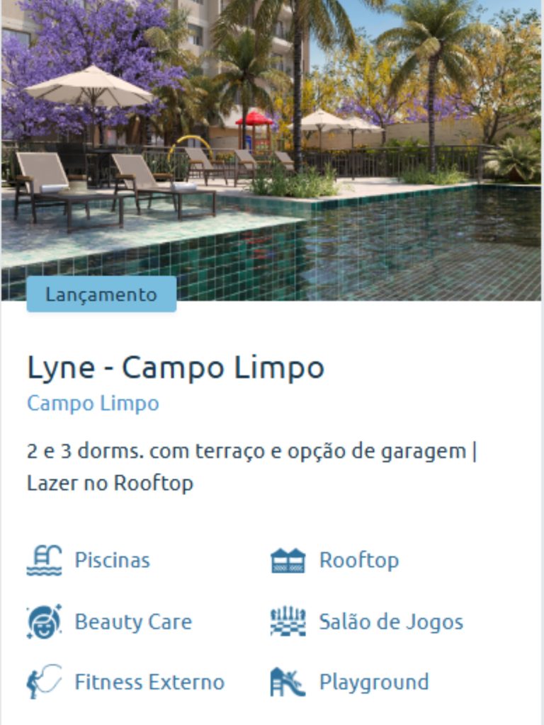 Piscina do Lyne Campo Limpo com lazer completo, rooftop e áreas de descanso rodeadas por palmeiras.