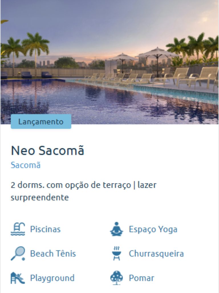 Piscina e área de lazer do Neo Sacomã, lançamento da Cury Construtora com 2 dormitórios, opção de terraço, lazer completo e infraestrutura moderna.