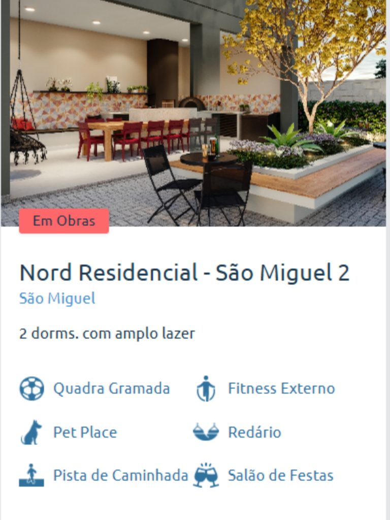 Área de convivência do Nord Residencial São Miguel 2, empreendimento da Cury Construtora com 2 dormitórios e lazer completo com quadra gramada, pet place, redário e pista de caminhada.