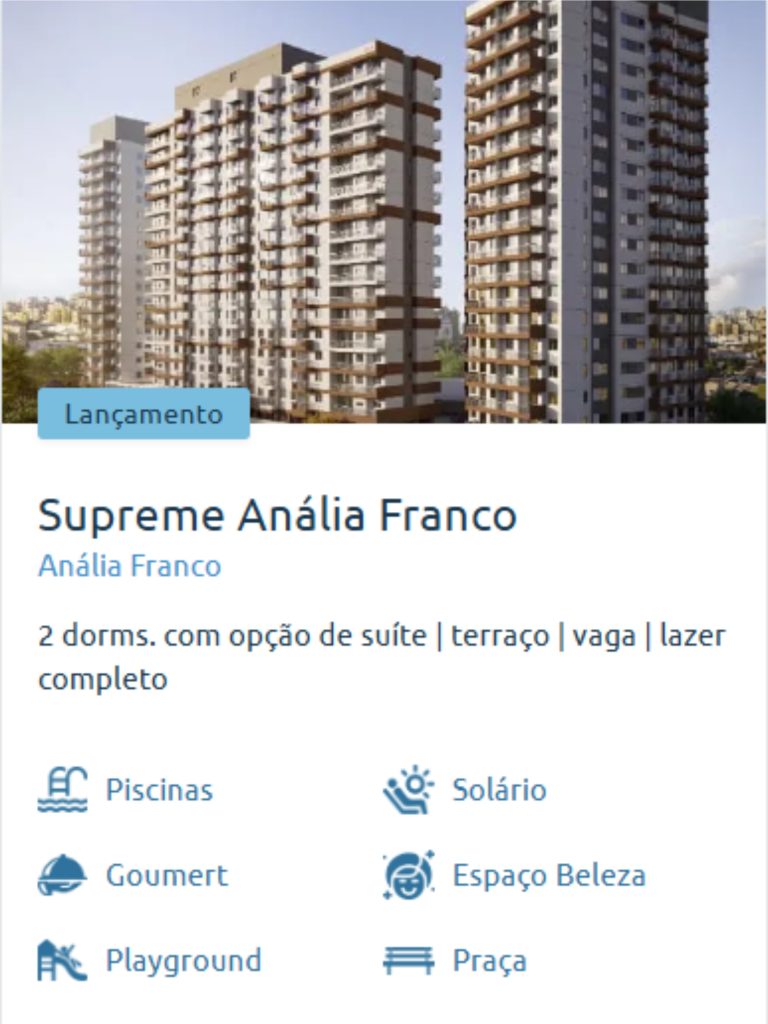 Fachada do empreendimento Supreme Anália Franco, lançamento da Cury Construtora em Anália Franco, São Paulo. Condomínio com 2 dormitórios, opção de suíte, terraço, vaga de garagem e lazer completo com piscinas, solário, espaço gourmet e playground.