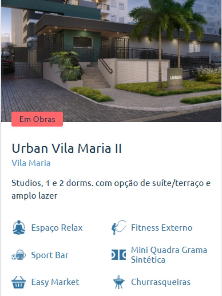 Fachada moderna do Urban Vila Maria II, com entrada iluminada e paisagismo elegante na região da Vila Maria.