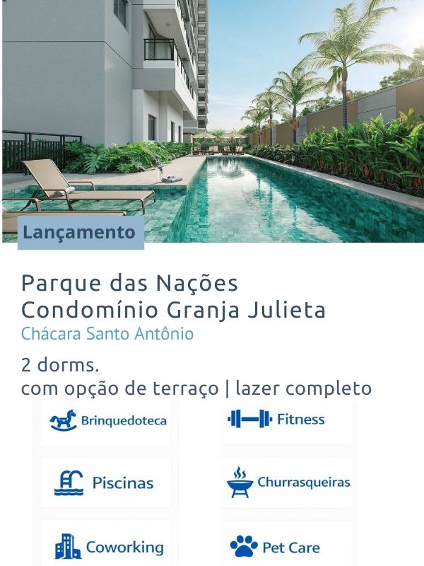 Piscina do condomínio Parque das Nações Granja Julieta da Cury com lazer completo na Zona Sul de São Paulo